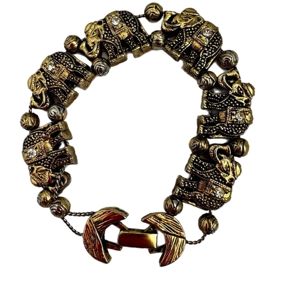 Antique-Style Link Elephant Bracelet